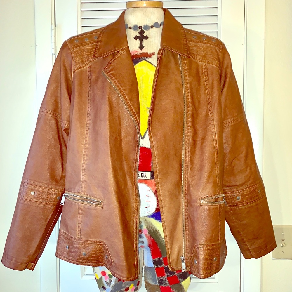 Jou Jou brown faux leather jacket